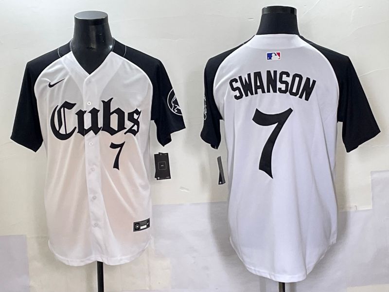 Men 2025 Chicago Cubs #7 Swanson white black Five generations Joint Name Nike MLB Jersey style 8->chicago cubs->MLB Jersey